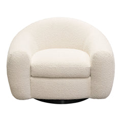 Pascal Boucle Swivel Accent Chair – Bone Boucle Textured Fabric – front view – Lusso Furniture Miami