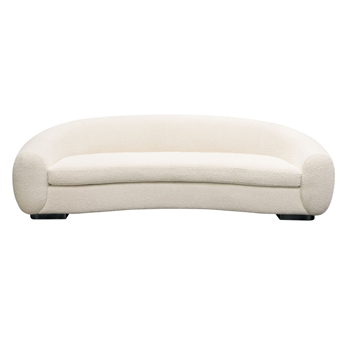 Pascal Curved Boucle Sofa – Bone Boucle Textured Fabric – front view – Lusso Furniture Miami