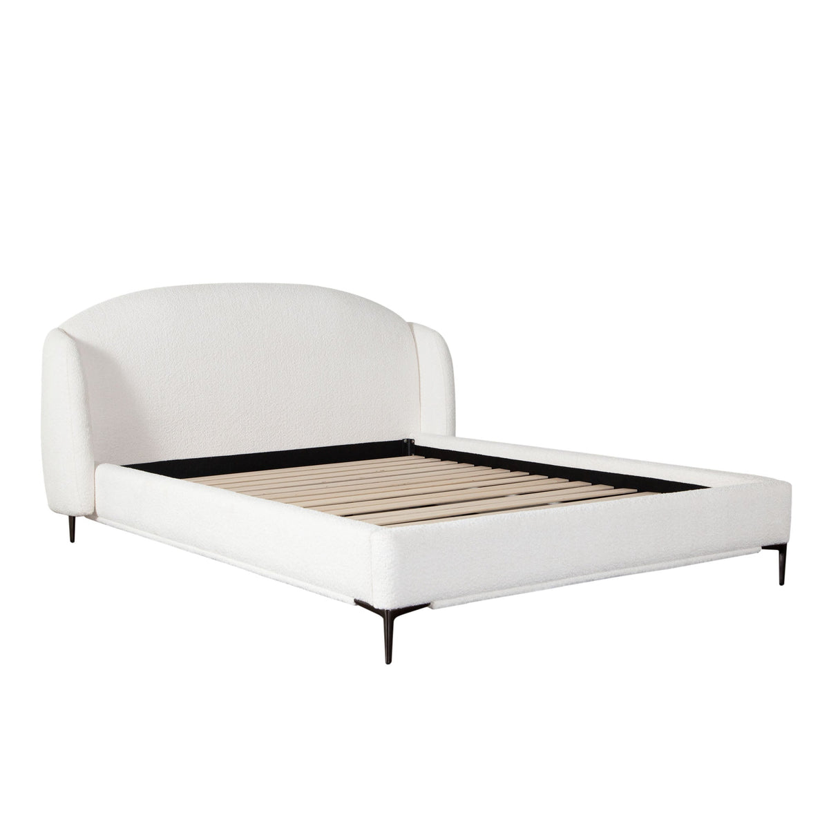 Path Faux Shearling Low Profile Bed – angle view – Lusso Furniture Miami