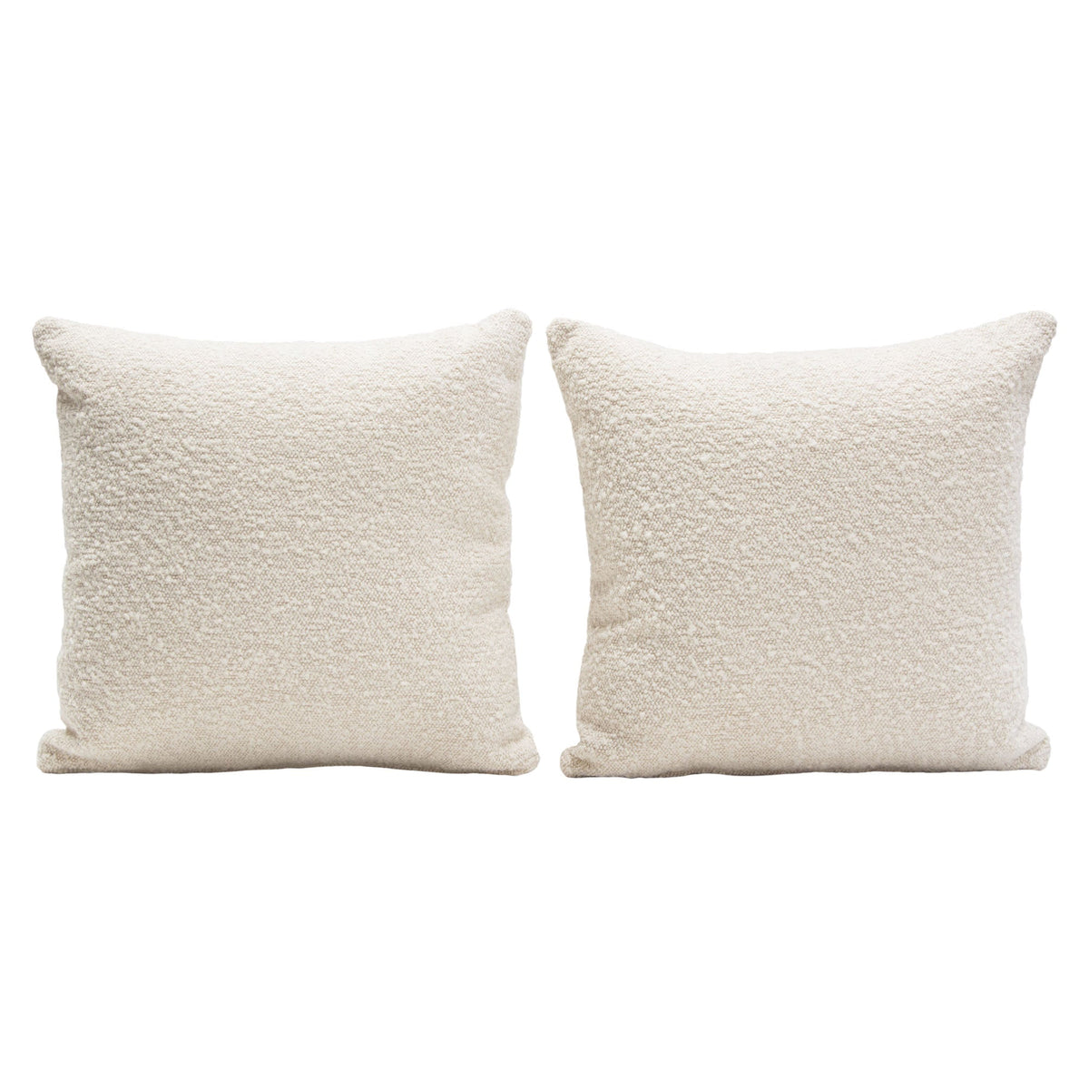 Lusso Accent Pillow Set – Bone Boucle Textured Fabric – front view – Lusso Furniture Miami