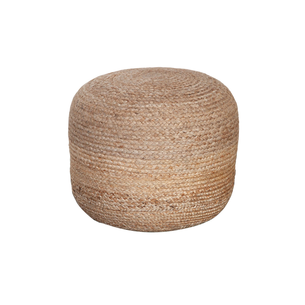 Jute Round Natural Fiber Pouf – angle view – Lusso Furniture Miami