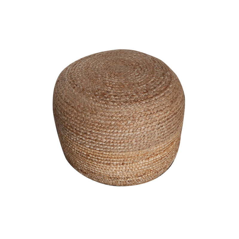 Jute Round Natural Fiber Pouf-zoom-