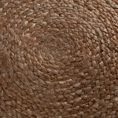 Jute Round Natural Fiber Pouf – room setting – Lusso Furniture Miami