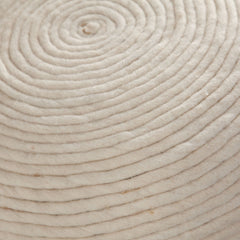 Round White Wool Pouf – side view – Lusso Furniture Miami