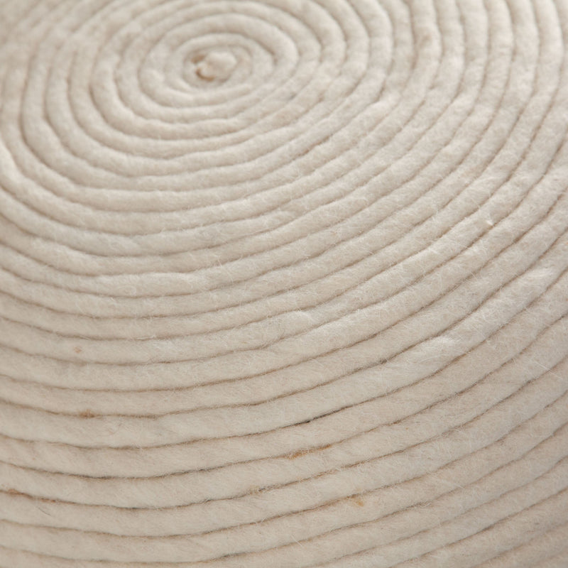 Round White Wool Pouf-zoom-