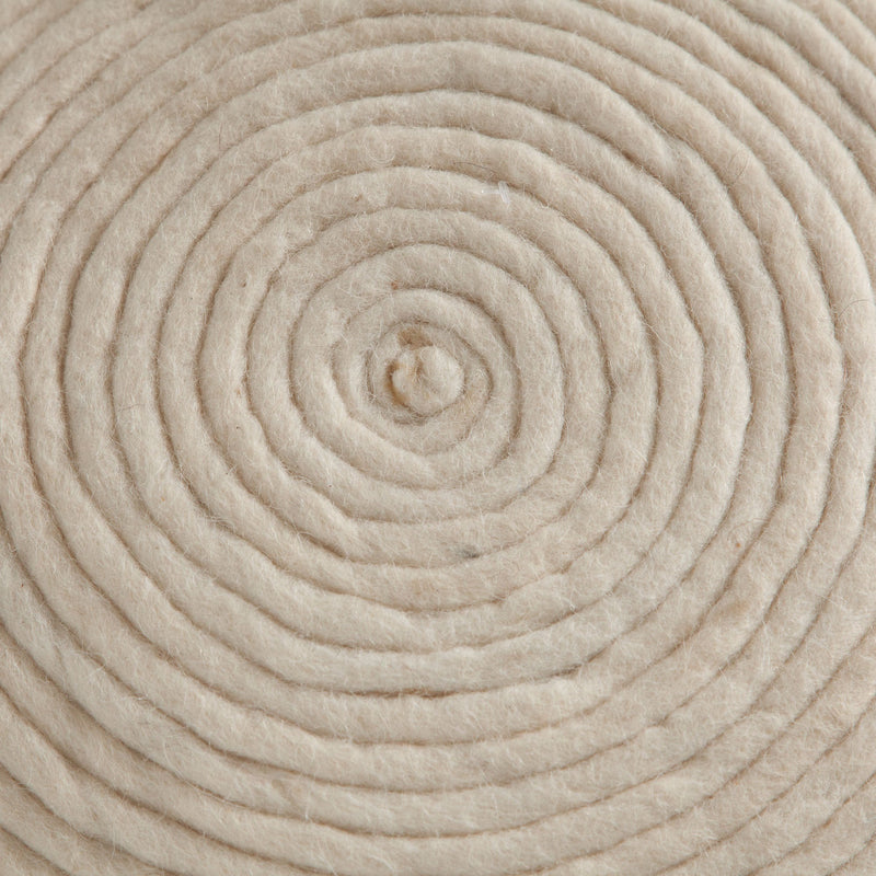 Round White Wool Pouf-zoom-