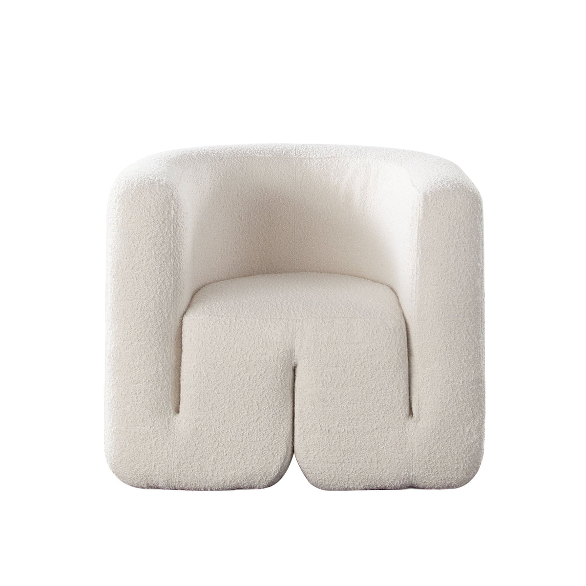 Pulse Boucle Accent Chair – Ivory Boucle Fabric – front view – Lusso Furniture Miami