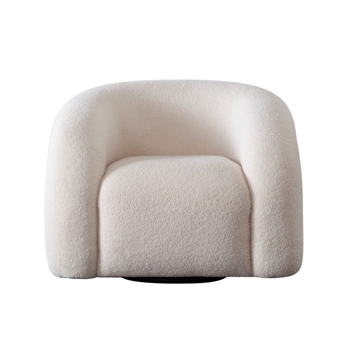 Quantum Sherpa Swivel Accent Chair – Ivory Sherpa – front view – Lusso Furniture Miami