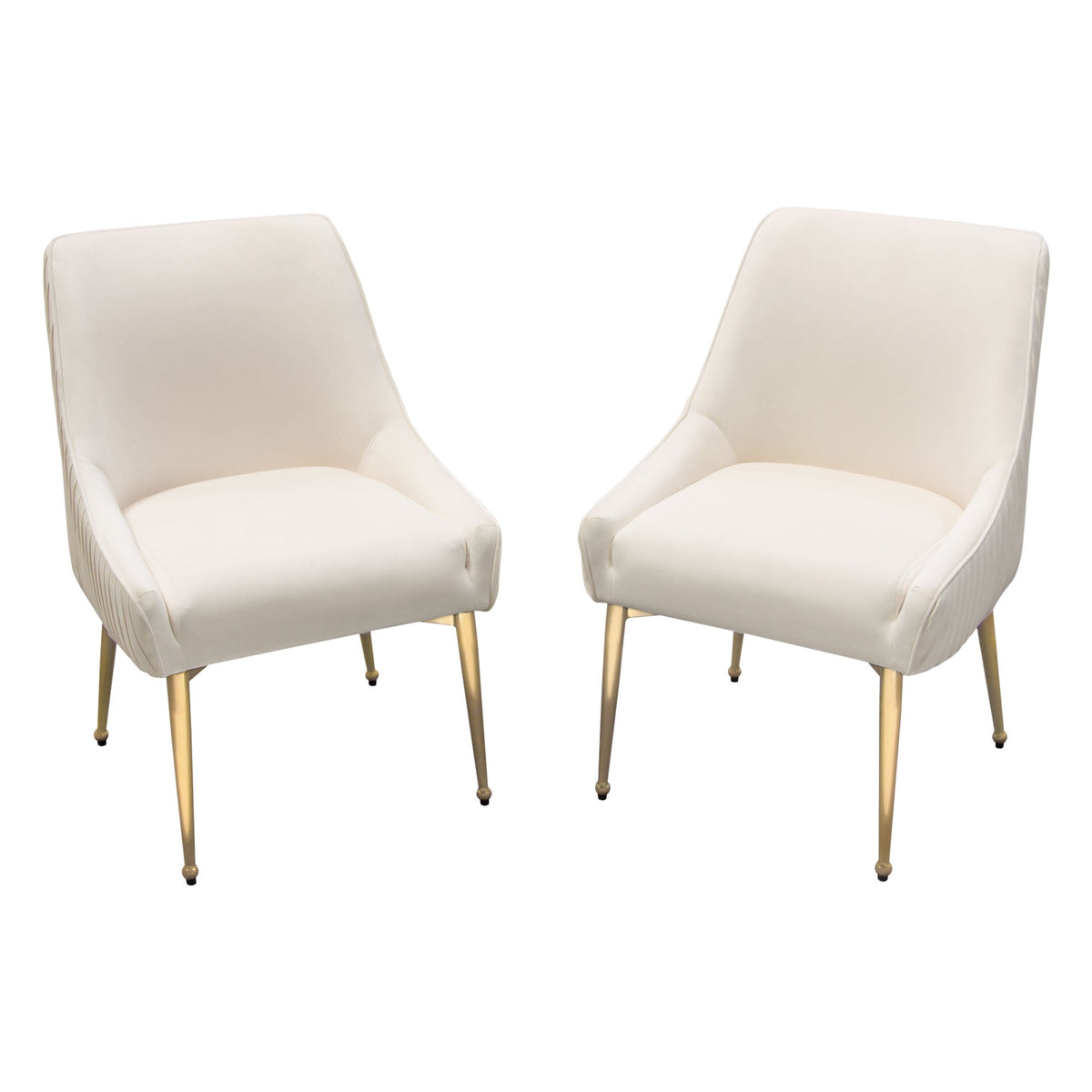 Quinn Velvet Dining Chair Set – Cream Velvet – front view – Lusso Furniture Miami