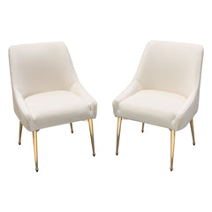Quinn Velvet Dining Chair Set – Cream Velvet – front view – Lusso Furniture Miami