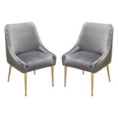 Quinn Velvet Dining Chair Set – Grey Velvet – alternate view – Lusso Furniture Miami