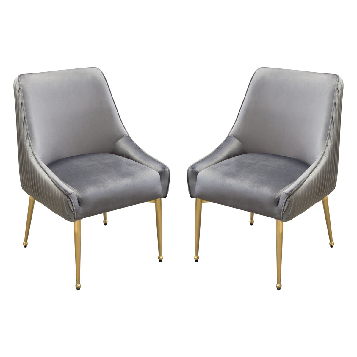 Quinn Velvet Dining Chair Set – Grey Velvet – alternate view – Lusso Furniture Miami