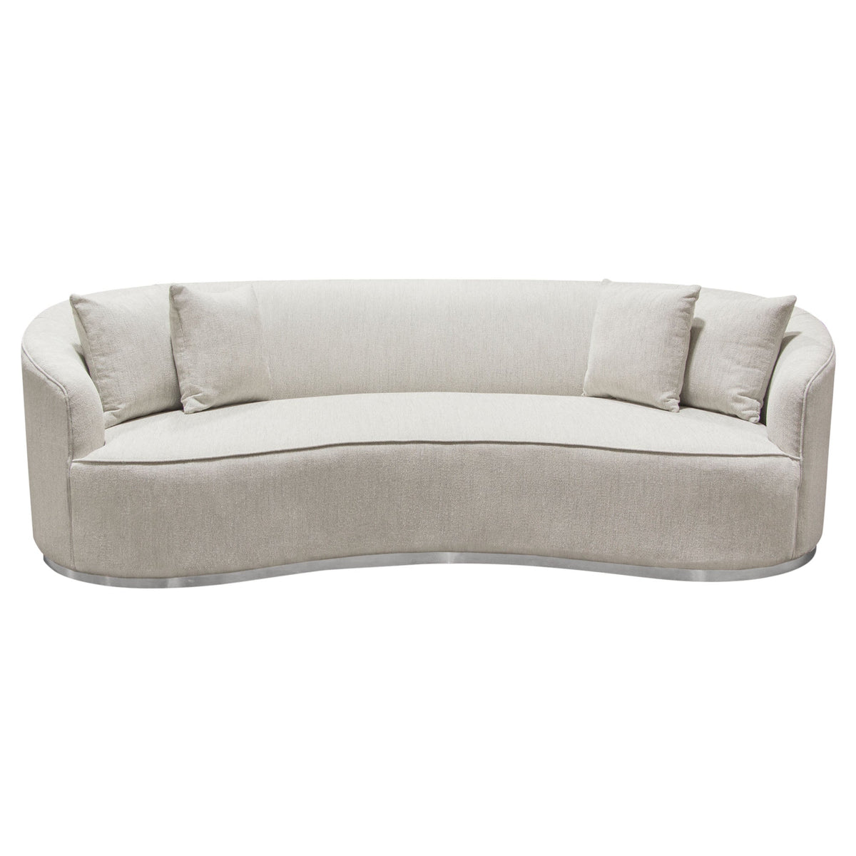 Raven Curved Sloped Arm Sofa – Light Cream Fabric – front view – Lusso Furniture Miami