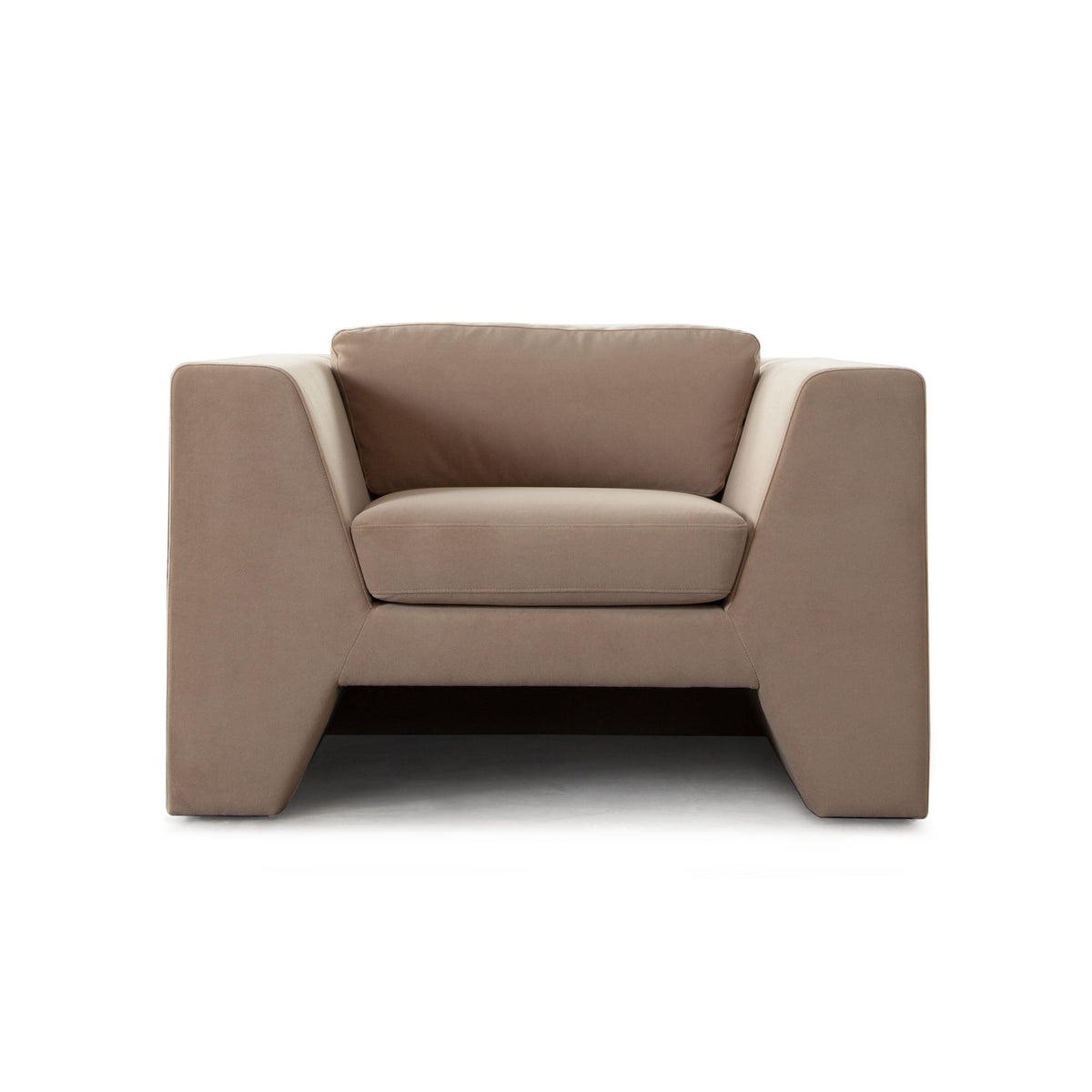 Rift Performance Velvet Accent Chair – Camel Performance Velvet – front view – Lusso Furniture Miami