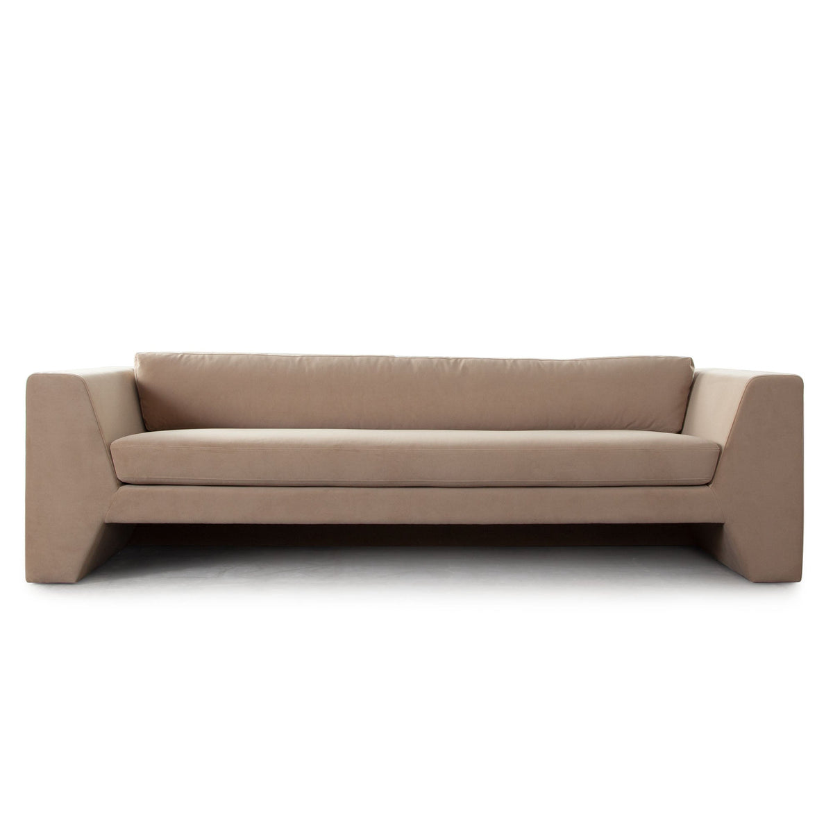 Rift Performance Velvet Sofa – Camel Performance Velvet – front view – Lusso Furniture Miami