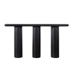 Rune Acacia Wood Console Table – Black Finish – front view – Lusso Furniture Miami