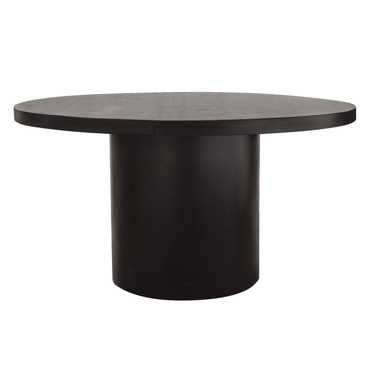 Rune Round Acacia Dining Table – Black Finish – front view – Lusso Furniture Miami