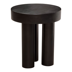 Rune Acacia Wood Round End Table – side view – Lusso Furniture Miami