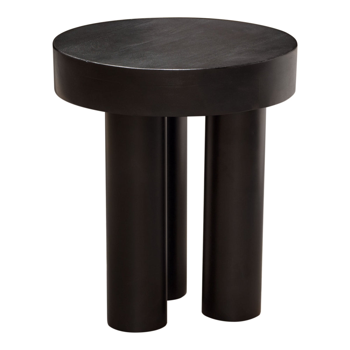 Rune Acacia Wood Round End Table – side view – Lusso Furniture Miami