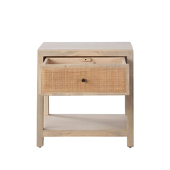 Sadler Cane Front Mango Wood End Table – angle view – Lusso Furniture Miami