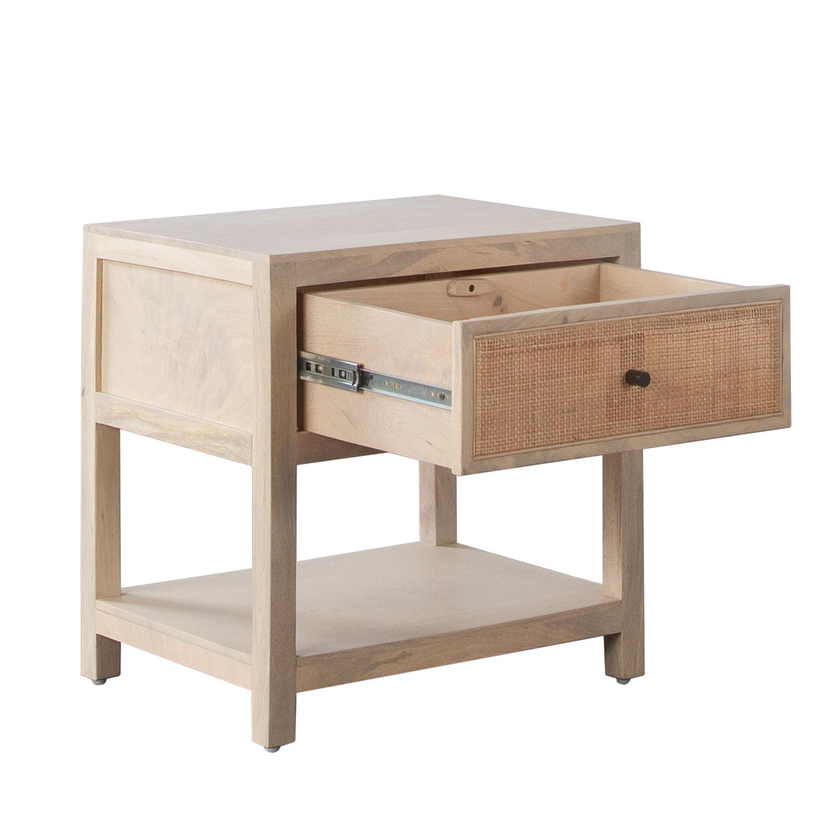 Sadler Cane Front Mango Wood End Table – detail – Lusso Furniture Miami