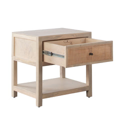 Sadler Cane Front Mango Wood End Table – detail – Lusso Furniture Miami