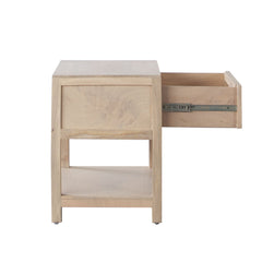 Sadler Cane Front Mango Wood End Table – back view – Lusso Furniture Miami