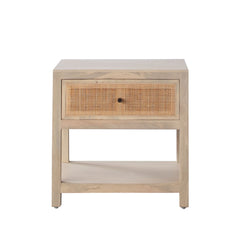 Sadler Cane Front Mango Wood End Table – Natural Finish – front view – Lusso Furniture Miami