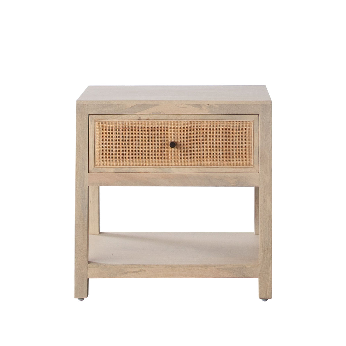 Sadler Cane Front Mango Wood End Table – Natural Finish – front view – Lusso Furniture Miami