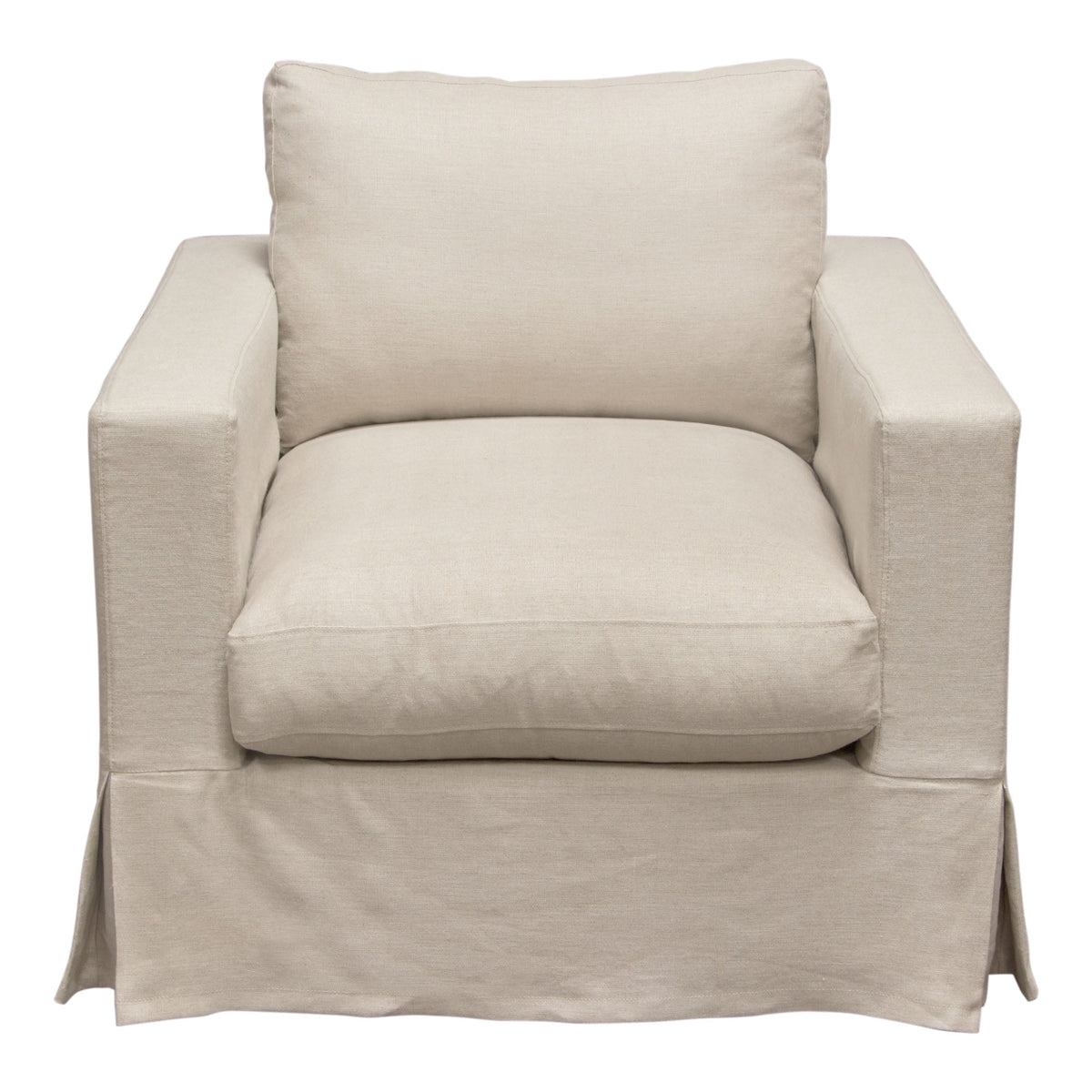 Savannah Linen Slipcover Accent Chair – angle view – Lusso Furniture Miami