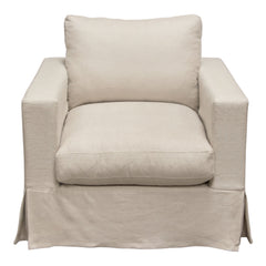 Savannah Linen Slipcover Accent Chair – angle view – Lusso Furniture Miami