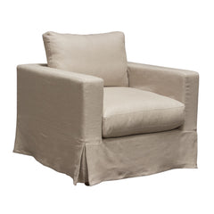 Savannah Linen Slipcover Accent Chair – side view – Lusso Furniture Miami