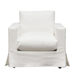 Savannah Linen Slipcover Accent Chair – White Natural Linen – alternate view – Lusso Furniture Miami