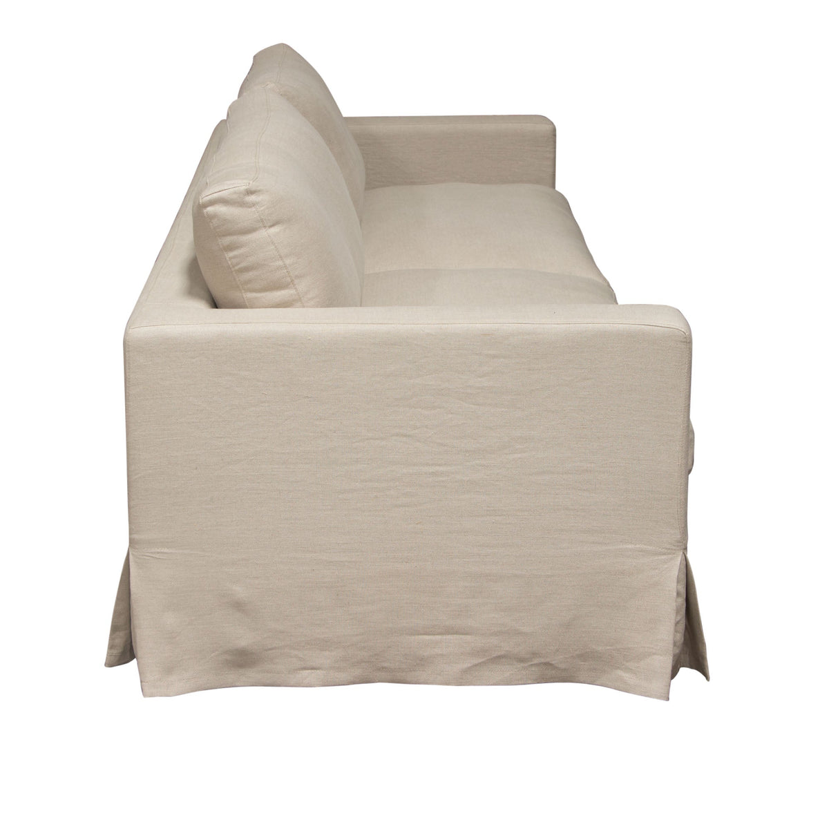 Savannah Linen Slipcover Sofa – side view – Lusso Furniture Miami