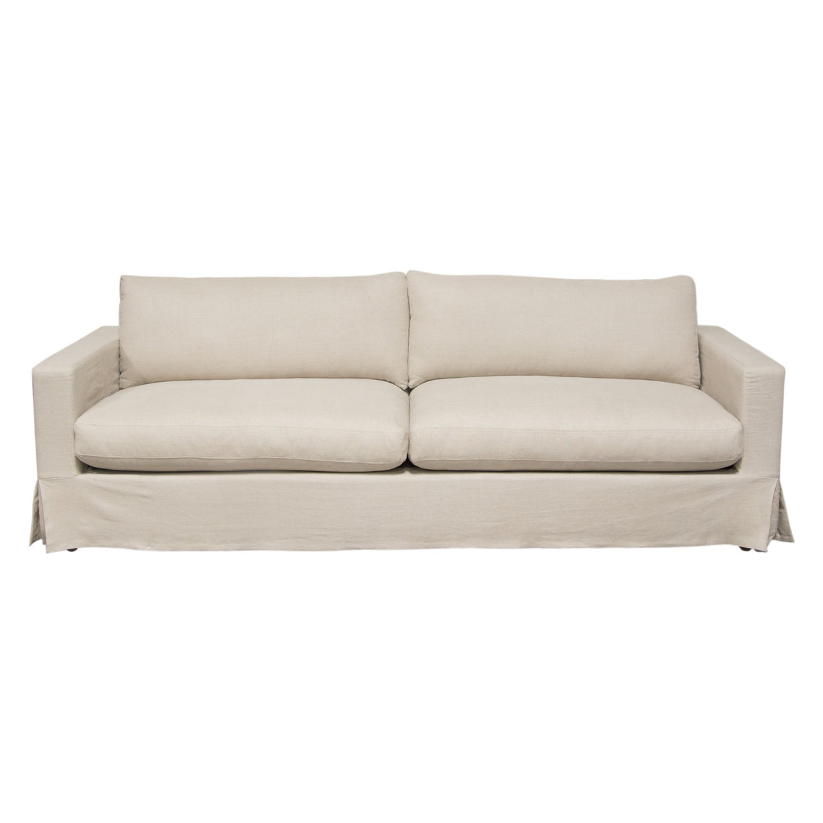 Savannah Linen Slipcover Sofa – Sand Natural Linen – front view – Lusso Furniture Miami