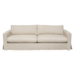 Savannah Linen Slipcover Sofa – Sand Natural Linen – front view – Lusso Furniture Miami