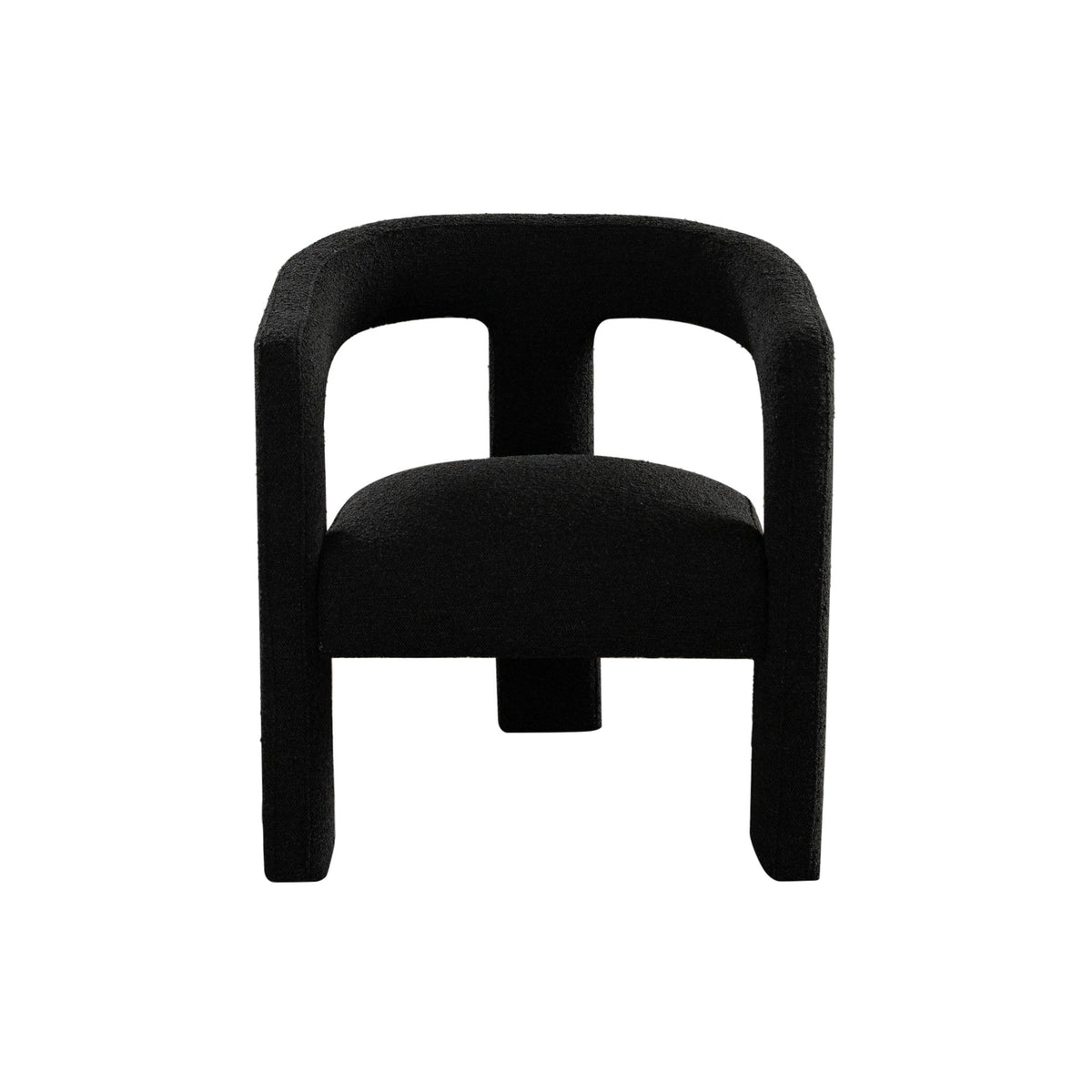 Scout Curved Boucle Dining Chair – Black Boucle Fabric – alternate view – Lusso Furniture Miami
