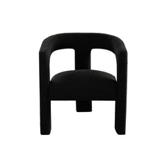 Scout Curved Boucle Dining Chair – Black Boucle Fabric – alternate view – Lusso Furniture Miami