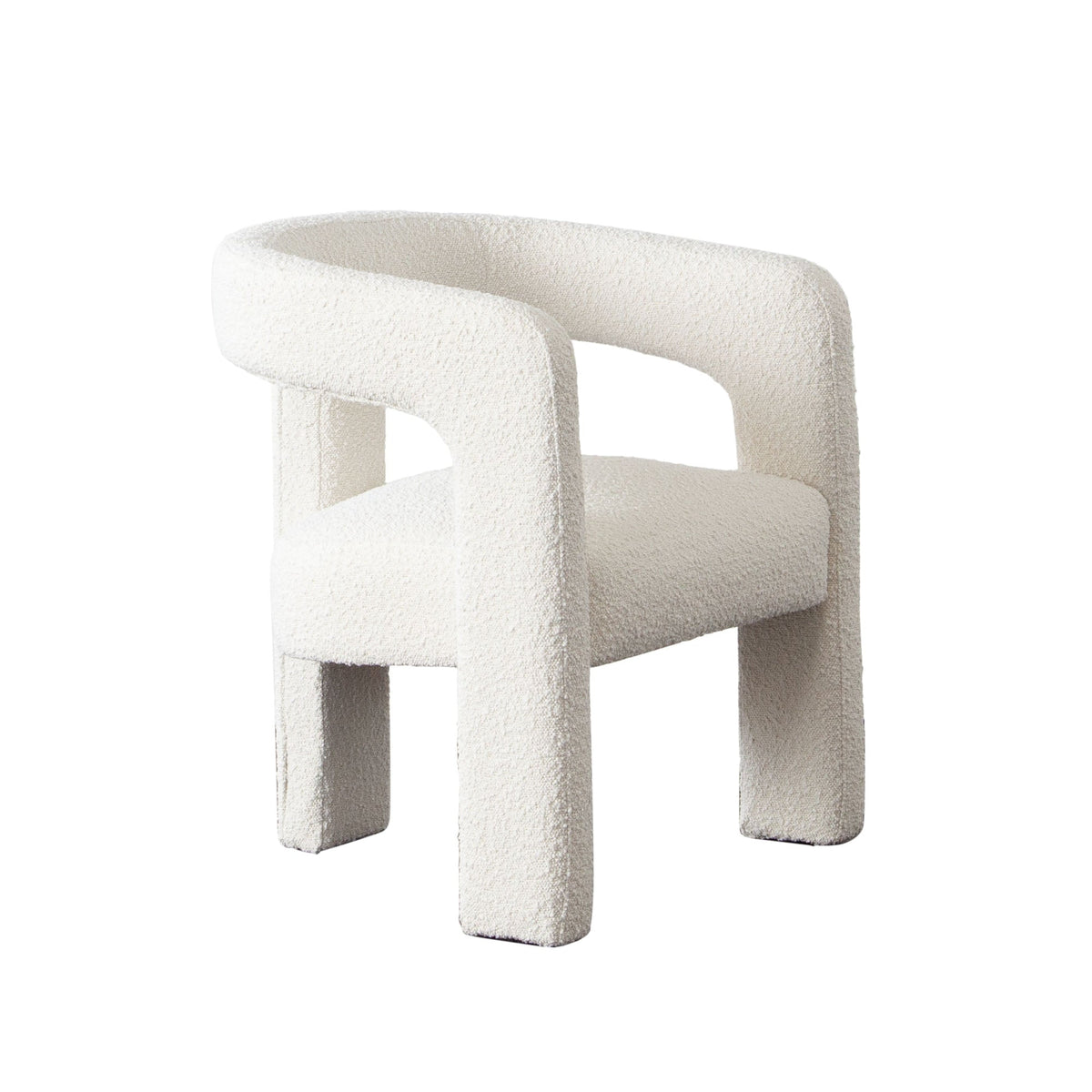 Scout Curved Boucle Dining Chair – angle view – Lusso Furniture Miami