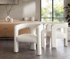 Scout Curved Boucle Dining Chair – close-up – Lusso Furniture Miami