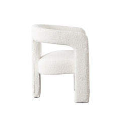 Scout Curved Boucle Dining Chair – side view – Lusso Furniture Miami