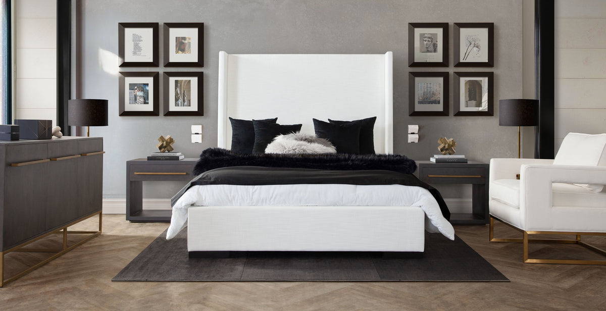 Seattle Linen Wingback Panel Bed – top view – Lusso Furniture Miami