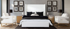 Seattle Linen Wingback Panel Bed – close-up – Lusso Furniture Miami