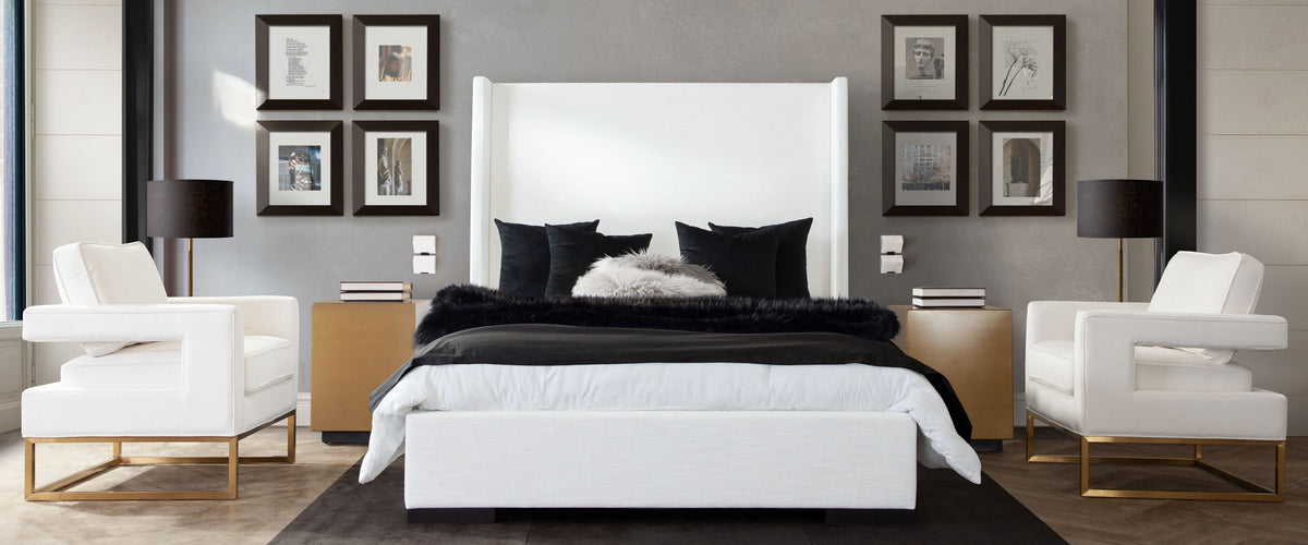 Seattle Linen Wingback Panel Bed – close-up – Lusso Furniture Miami