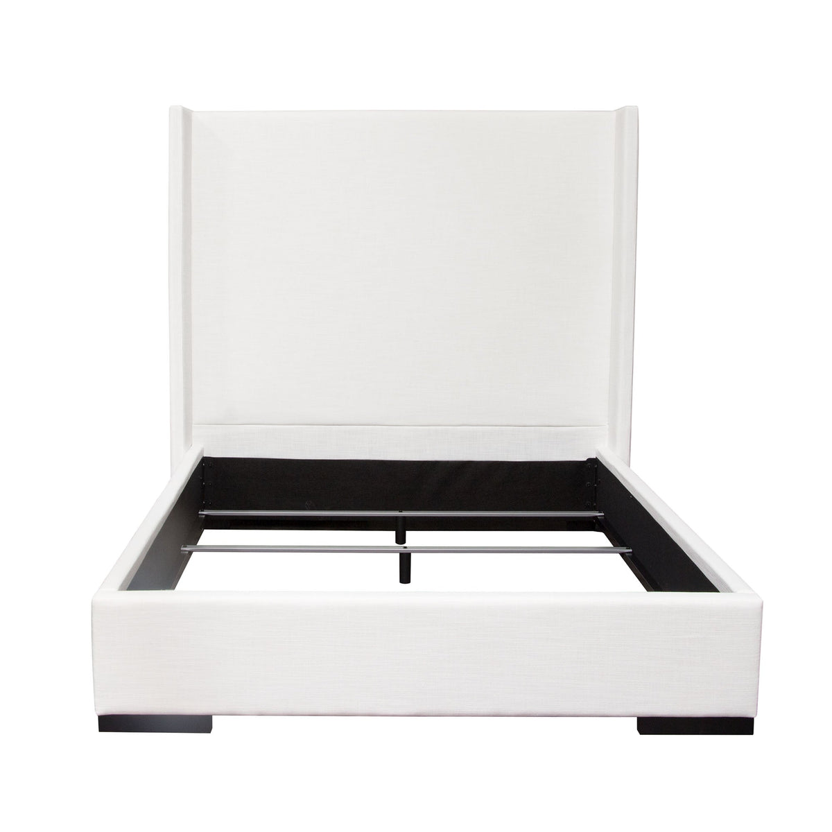 Seattle Linen Wingback Panel Bed – Queen / White Linen – front view – Lusso Furniture Miami