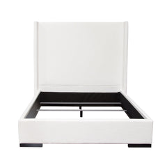 Seattle Linen Wingback Panel Bed – Queen / White Linen – front view – Lusso Furniture Miami