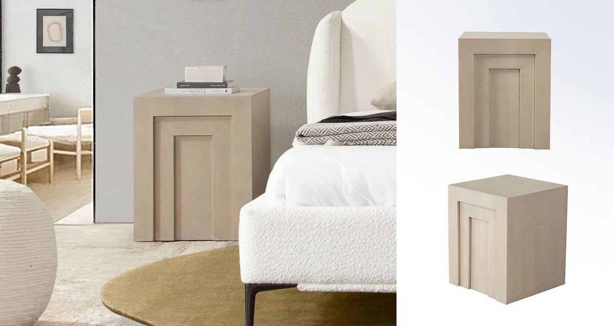 Sequence Square Mango Wood End Table – angle view – Lusso Furniture Miami