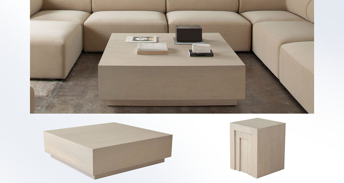 Sequence Low Profile Square Coffee Table – Natural Wood Finish – front view – Lusso Furniture Miami