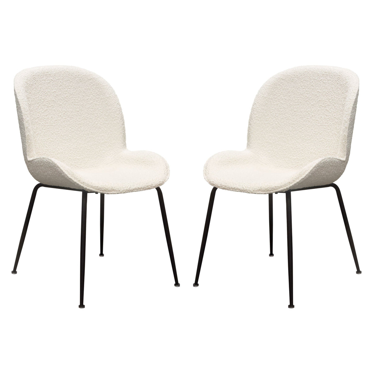 Session Boucle Dining Chair Set – Ivory Boucle – front view – Lusso Furniture Miami