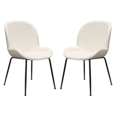 Session Boucle Dining Chair Set – Ivory Boucle – front view – Lusso Furniture Miami